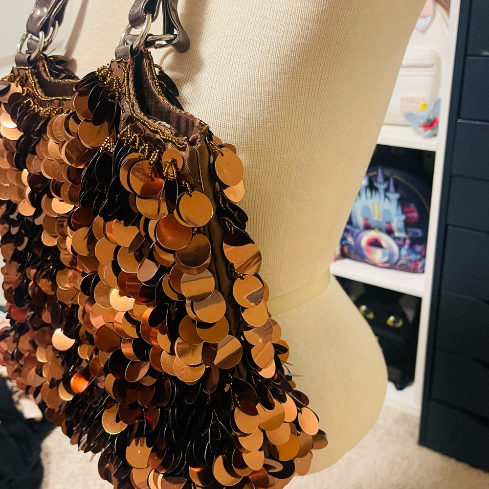 Vintage Y2K Sequin Brown purse - Picture 2 of 7